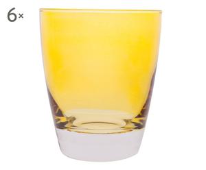 Set de 6 vasos de vidrio Happy Color – amarillo