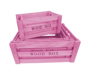 Juego de 5 cajas de madera – rosa