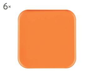 Set de 6 platos de postre en plástico, naranja - 21x21