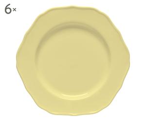 Set de 6 platos de postre en gres, amarillo - Ø21