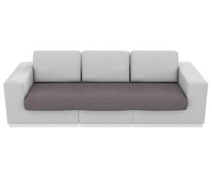 Funda de sofá modular en poliéster y tejido bielástico de 3 plazas Unión – gris