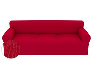 Funda de sofá en poliéster y tejido bielástico de 3 plazas - amaranto