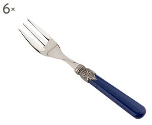 Set de 6 tenedores de acero inoxidable para postre Classic – azul