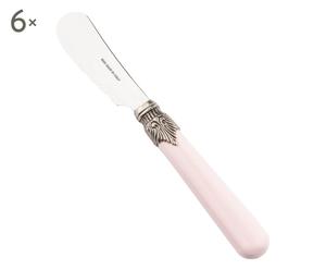 Set 6 cuchillos para untar de acero inoxidable Classic - rosa