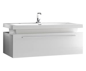 Mueble de baño flotante con cajón y lavabo, blanco - 100x30x48cm