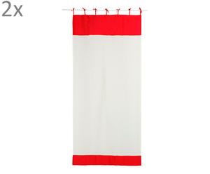 Set de 2 cortinas en algodón y poliéster Pois, rojo - 140x290