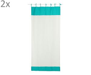 Set de 2 cortinas en algodón y poliéster Pois, turquesa - 140x290