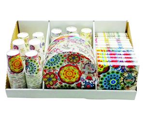 Set de vajilla y servilletas desechables de 36 piezas III - multicolor