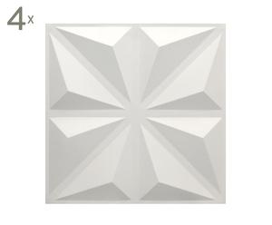 Set de 4 paneles decorativos de yeso 3D Diamond- 50x50