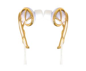 Auriculares de diseño tipo botón Ella B - blanco y oro