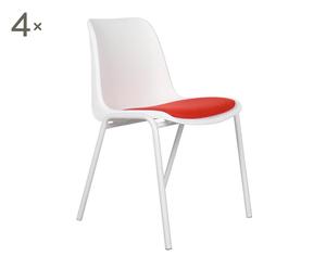 Set de 4 sillas de plástico Eetkamer - blanco y rojo