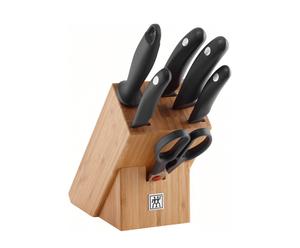 Set de 4 cuchillos, afilador y tijeras con taco T Block