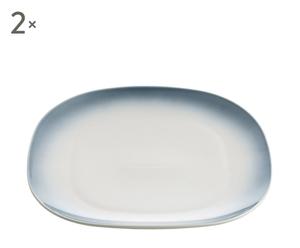 Set de 2 platos Bisou, blanco y azul – 26x30 cm