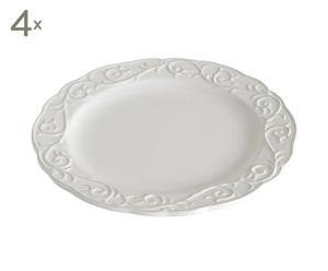 4 Assiettes Porcelaine, Blanc - Ø24