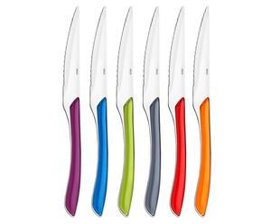 6 Couteaux Inox et plastique, Multicolores - L20