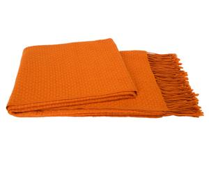 Plaid Cachemire et laine tressé, orange - 127*165