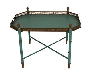 Table Métal, Turquoise et dorée - L70