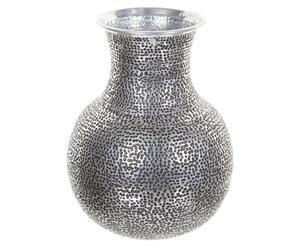 Vase décoratif Aluminium martelé, Argenté - H39
