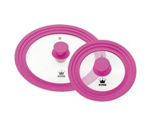 2 Couvercles Roma Verre et silicone, Rose