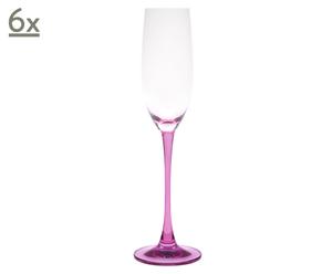 6 Coupes à champagne Love Lounge verre, Rose - H25