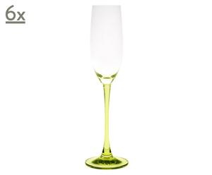 6 Coupes à champagne Love Lounge verre, Vert - H25