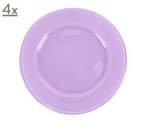 4 Assiettes Love verre, violet pastel - Ø30