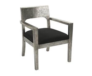 Chaise à accoudoirs manguier et métal, Argenté et noir - L53