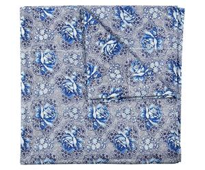 Nappe Coton DENIM FLOWER, Bleu et blanc - 150*150