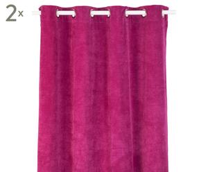 2 Rideaux PAGODE Polyester et polyamide, Rose - L245