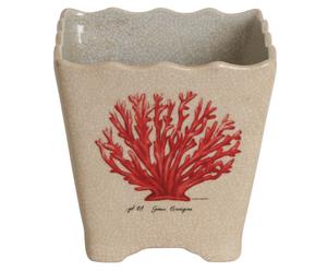Pot de fleurs Céramique, Crème et corail - H20