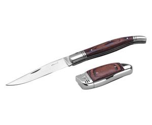 Couteau de poche et briquet TAMPA - marron foncé