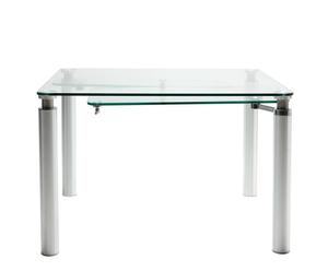 Table extensible Aluminium et verre, Transparent - L180