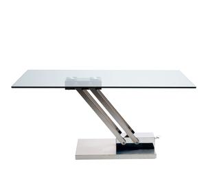 Table ajustable Inox et verre, Transparent et argenté - L135