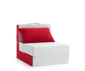 Pouf-lit Arty Coton, Blanc et rouge - L92