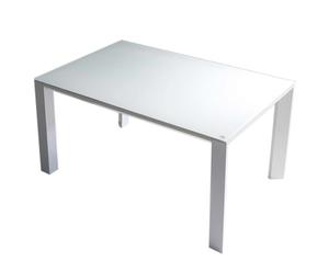 Table à manger extensible ANIBAL aluminium et verre, blanc - L132