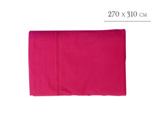 Drap plat percale ajourée, rose framboise - 270*310 