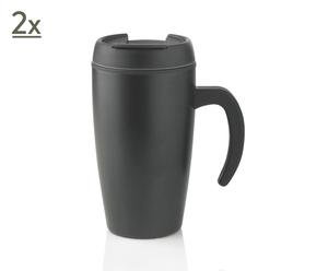 2 Mugs isothermes Urban inox, noir - 400mL