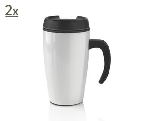2 Mugs isothermes Urban inox, blanc - 400mL