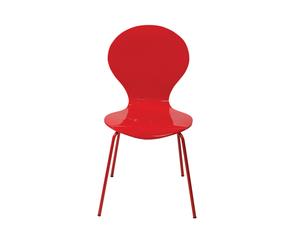 Chaise bois laqué, rouge - H87