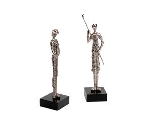 2 Statuette Manguier et Aluminium - H36