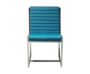 Chaise Inox et Tissu, Turquoise et argenté - L50