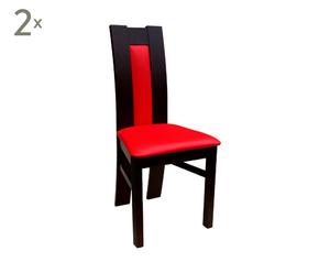 2 chaises Effet cuir, rouge et noir - L96