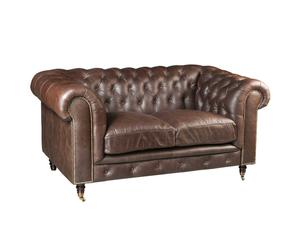 Canapé Chesterfield cuir, Chocolat - 2 places