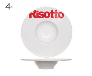 4 Assiettes à risotto NERY Porcelaine, Blanc et rouge - Ø26