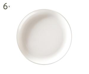 6 Assiettes Faïence, Blanc - Ø26