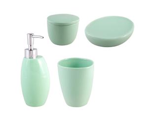 4 accessoires de salle de bain Porcelaine - Vert d'eau