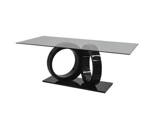 Table rectangulaire Verre, Noir - L200