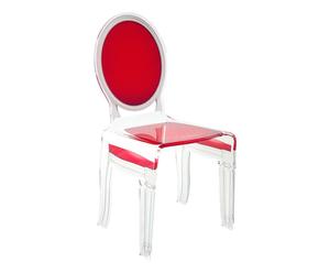 Chaise sixteen Verre, Rouge - L45