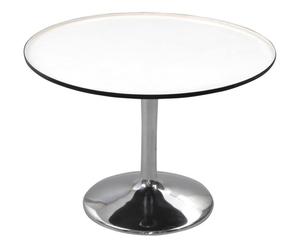 Table basse aluminium, argenté et blanc - Ø64