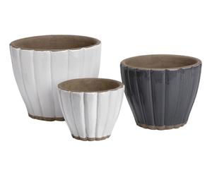 3 Cache-pots Terracotta, Gris et blanc